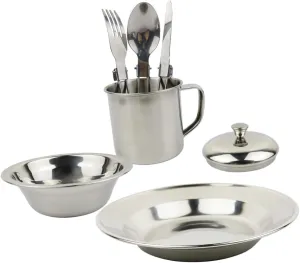 1 Set Camping Cookware Portable Outdoor Pot Utensils Stainless Steel for Hiking Picnic and Camping Equipment