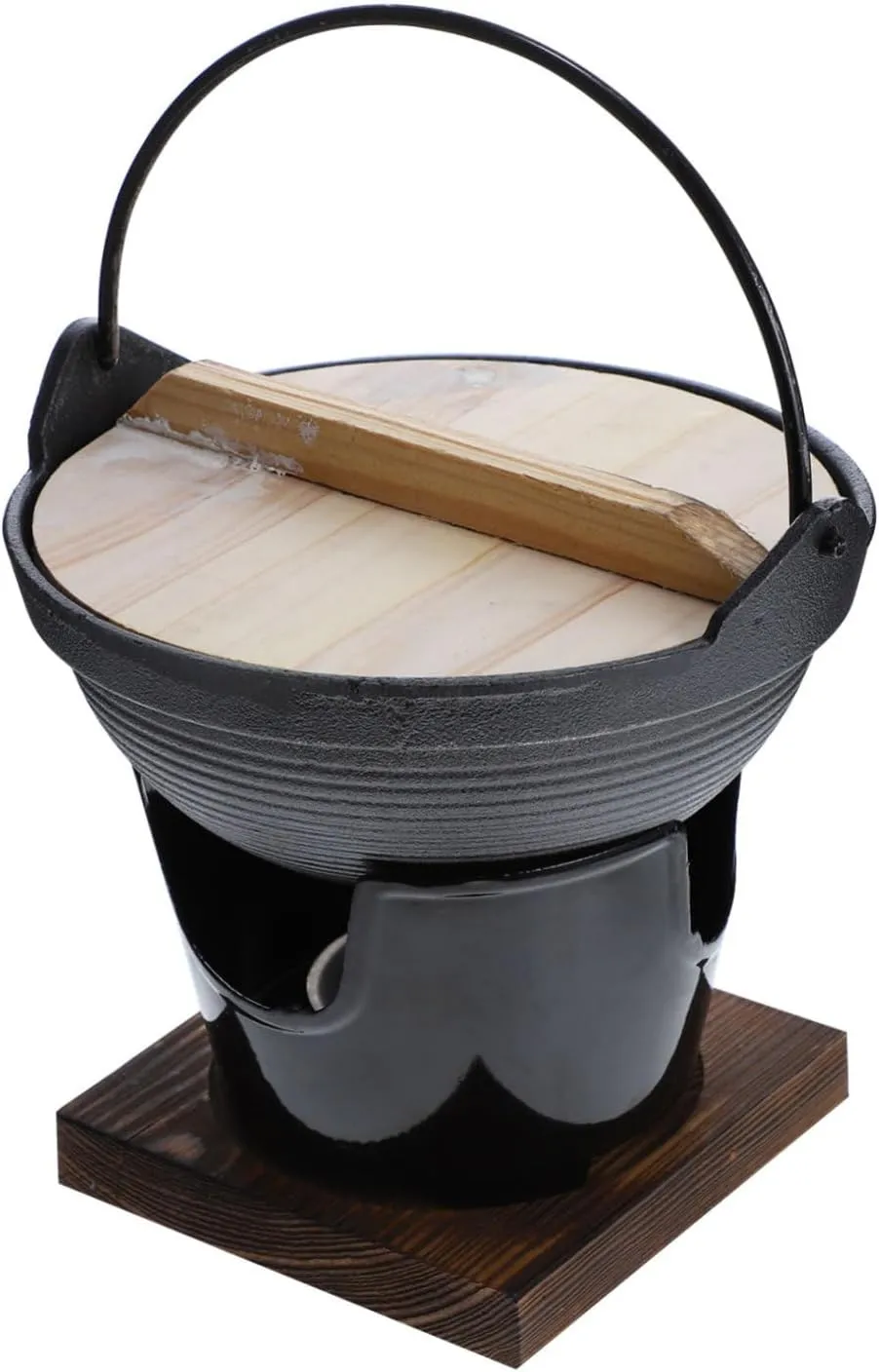 1 set Camping Pot Portable Cast Hot Pot with Stove Base for Outdoor Cooking Picnics and Hiking Non Stick and Easy to Clean Cookware