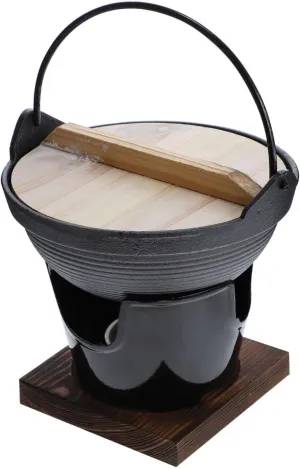 1 set Camping Pot Portable Cast Hot Pot with Stove Base for Outdoor Cooking Picnics and Hiking Non Stick and Easy to Clean Cookware