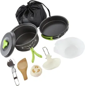 1 Set Compact Camping Cookware Set Frying Pan Utensils Set for Hiking Outdoor Cookware for 1-2 People