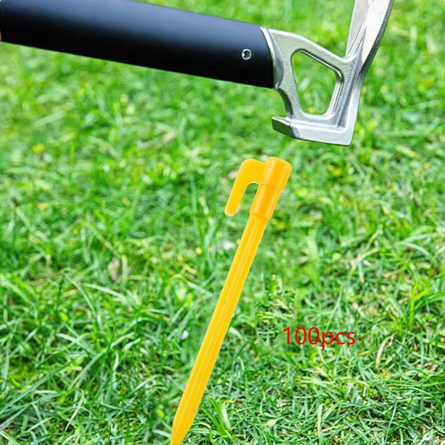 100x Tent Stakes Ground Pegs Anchor, Practical, Lightweight Camping Stakes Portable for Canopy Awning Shelter Backyard Hiking, Style D