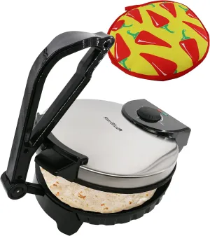 10inch Roti Maker by StarBlue with FREE Roti Warmer - The automatic Stainless Steel Non-Stick Electric machine to make Indian style Chapati, Tortilla, Roti AC 120V 50/60Hz 1200W