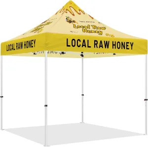 10x10 Pop Up Canopy Tent for Local Honey Business, ABLEM8CANOPY Heavy Duty Outdoor Canopy for Honey Vendors Market Promotion and Shade Tent, Roller Bag Included