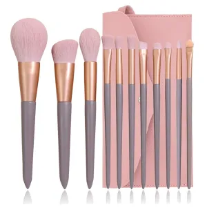 11 pieces of milk tea powder makeup brush set eye shadow brush complete set of beauty tools
