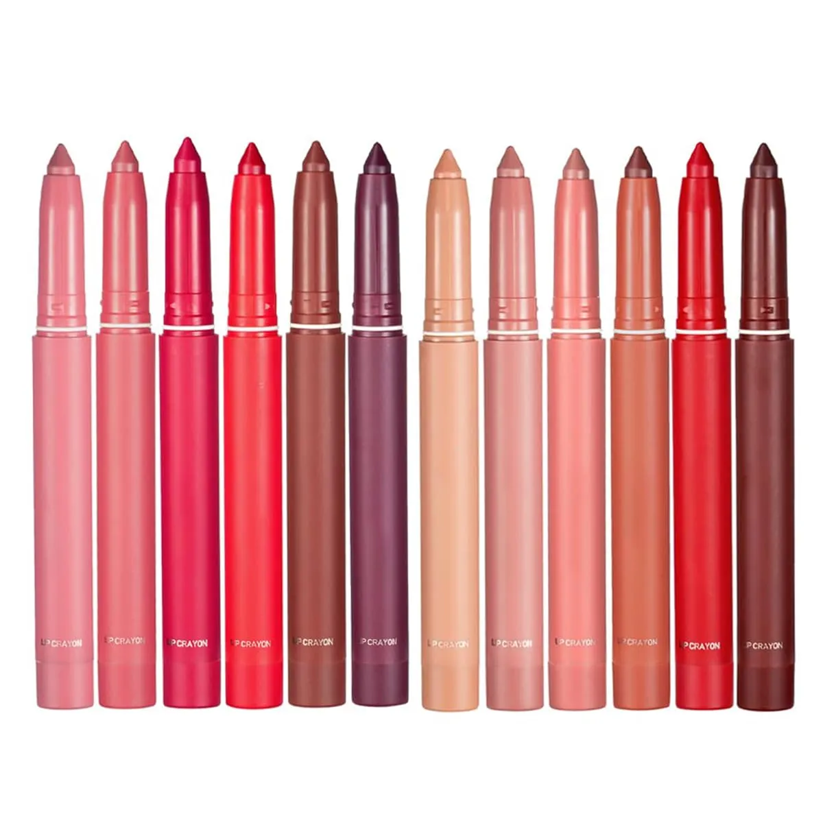 12 Colors Crayon Lipstick Set, Non-Fading Non-Stick Cup Matte Lipstick Pen Waterproof Long Lasting Velvet Lipstick Pencil Lip Liner (Set A   Set B)