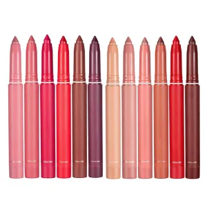 12 Colors Crayon Lipstick Set, Non-Fading Non-Stick Cup Matte Lipstick Pen Waterproof Long Lasting Velvet Lipstick Pencil Lip Liner (Set A   Set B)