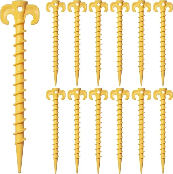 12 Pack Tent Stakes, Stakes for Inflatables, 7.5 inch Heavy Duty Spiral Design Outdoor Tent Stakes, Ground Stakes Ground Anchors Pegs, Yard Lawn Pegs Anchor for Canopy, Camping, Hiking, Beach