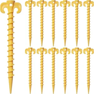 12 Pack Tent Stakes, Stakes for Inflatables, 7.5 inch Heavy Duty Spiral Design Outdoor Tent Stakes, Ground Stakes Ground Anchors Pegs, Yard Lawn Pegs Anchor for Canopy, Camping, Hiking, Beach