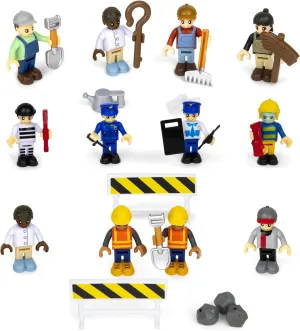 12 Toy Action Figures & Accessories, 2 Inch Play People Construction and Community Worker Figurines - Pretend Play Toys for Kids 3  (28Pcs)