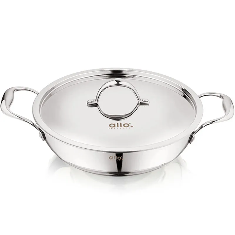 1.2L Allo CookSafe TriPly Kadhai | Stainless Steel | With Stainless Steel Lid | Induction Friendly | Naturally Non-stick | 18cm