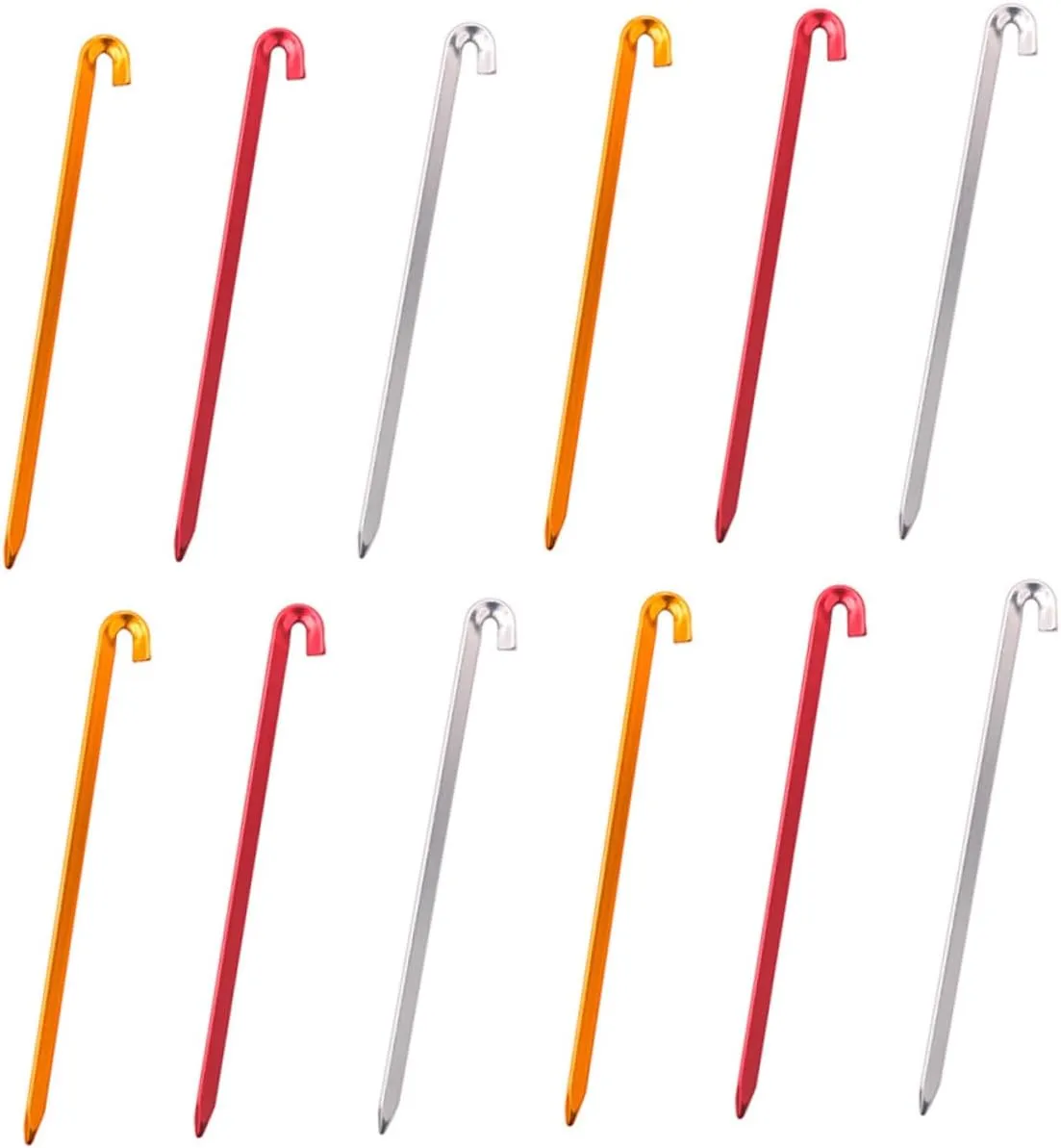 12pcs Aluminium Alloy Outdoor Tent Stakes Lightweight Triangle Ground Pegs for Anchoring Tents Tarps Garden Netting and Gazebos and Portable Shaped Design