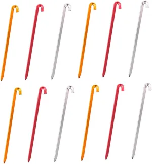 12pcs Aluminium Alloy Outdoor Tent Stakes Lightweight Triangle Ground Pegs for Anchoring Tents Tarps Garden Netting and Gazebos and Portable Shaped Design