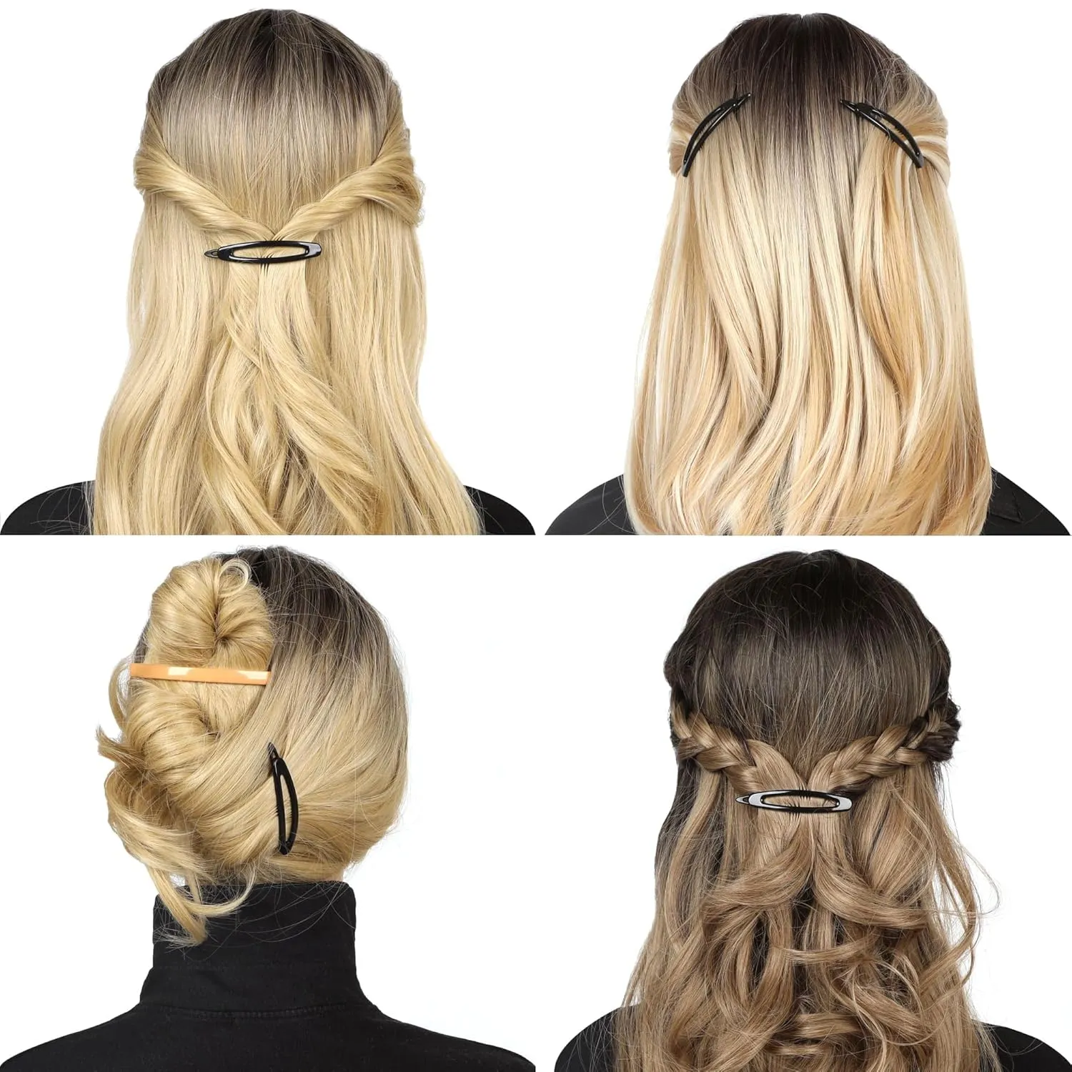 12pcs Hair Barrettes Set for Women and Girls, Hair Clips for Thick Thin Fine Hair, Non-metal Hair Accessories, Non-Slip Grip Handmade Snap Hairpin, BPA Free