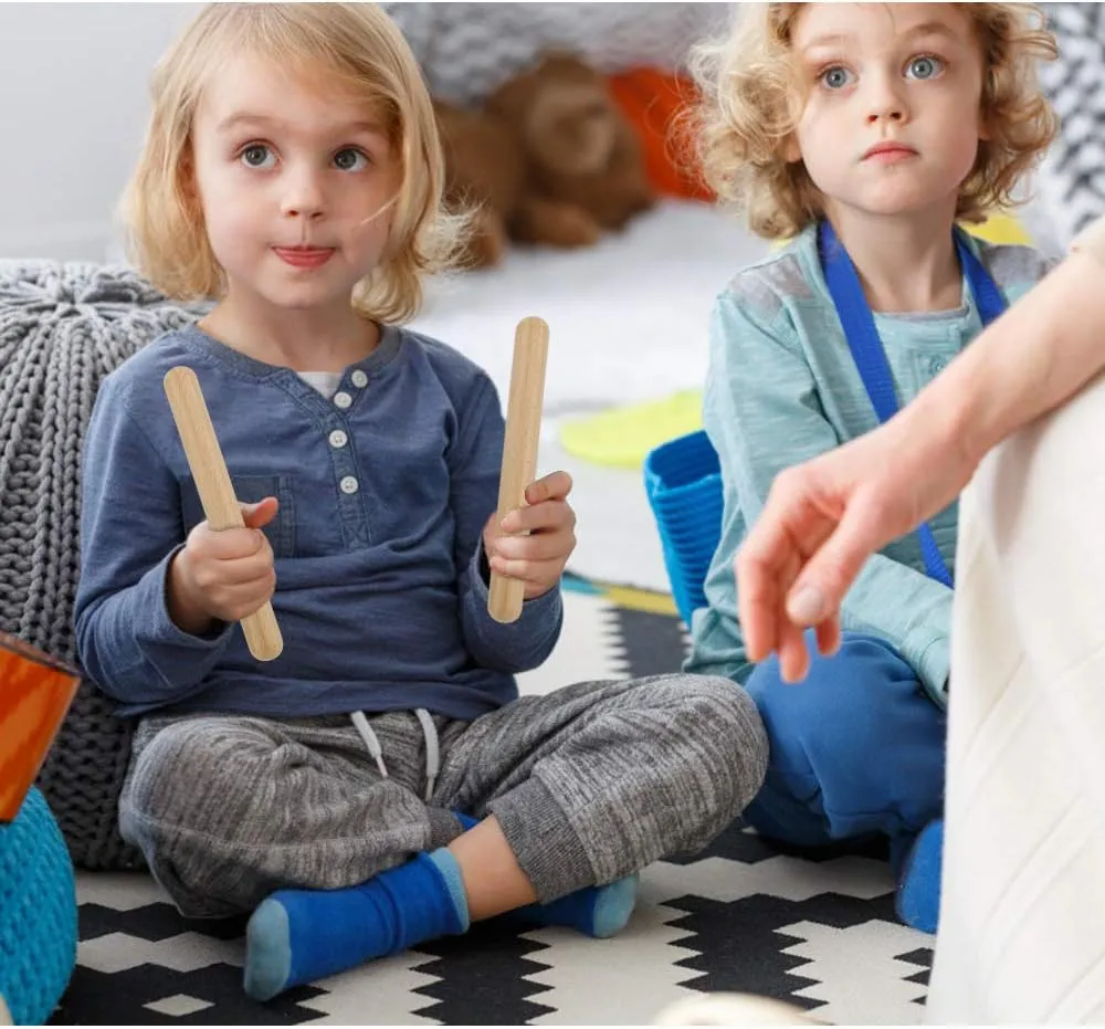 12PCS Wood Hand Percussion Shakers Musical Instruments for Kids Toddler Natural Wooden Percussion Toy Set for Gift 4PCS Egg Shakers 4PCS Musical Rhythm Sticks 4PCS Wooden Castanets