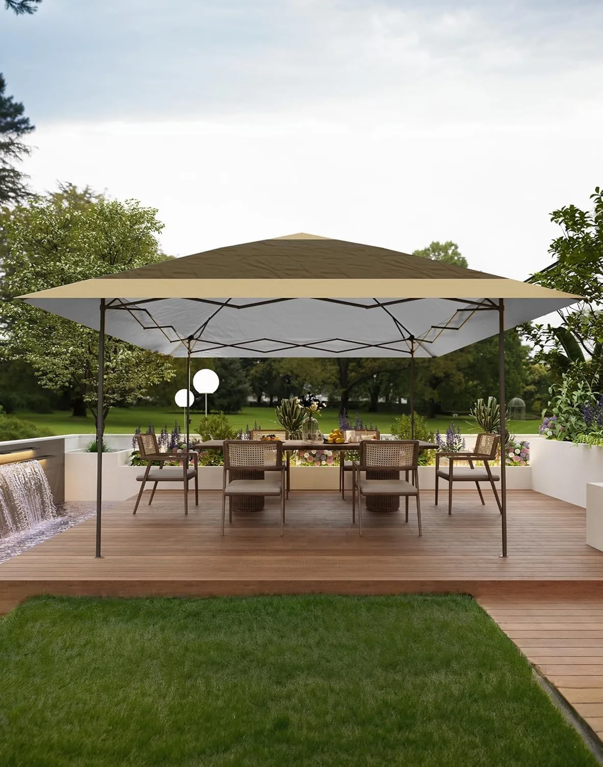 13 X 13FT Pop Up Gazebo,Outdoor Patio Gazebo,Outdoor Canopy Tent,Backyard Tent for Party, Wedding, Outdoor Dining, Patio, Backyard(Khaki Light Khaki)