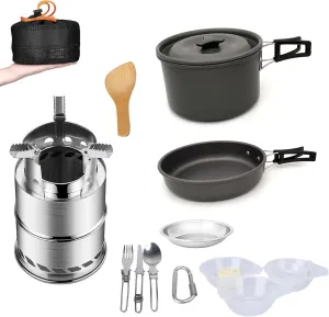 13PCs Camping Cookware Mess Kit Portable Outdoor Cooking Supplies for Backpacking Outdoor Hiking and Picnic Folding Combination Set