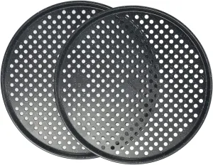 14 inch Pizza Pan with holes 2 pack perforated huge Pizza Tray Carbon Steel Crisper Pan Non stick Pizza pan for oven