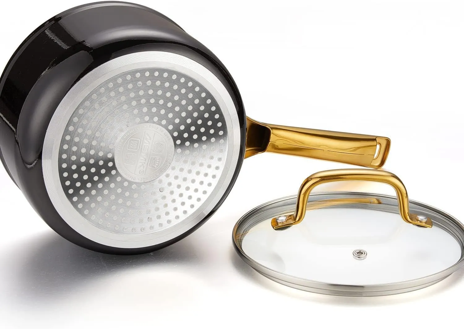 1.5 QT Enamel Black Sauce Pan with Lid, MSMK Designed Enamel Exterior Coating Withstand High Temperature And Fade Resistance, Pfoa Fre, Burnt Also Non Stick, Oven Safe, Dishwasher Safe