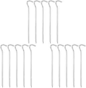 15pcs Aluminum Tent Pegs Heavy Duty Shape Ground Stakes for Camping Tarp Anchoring Landscaping and Outdoor Use and