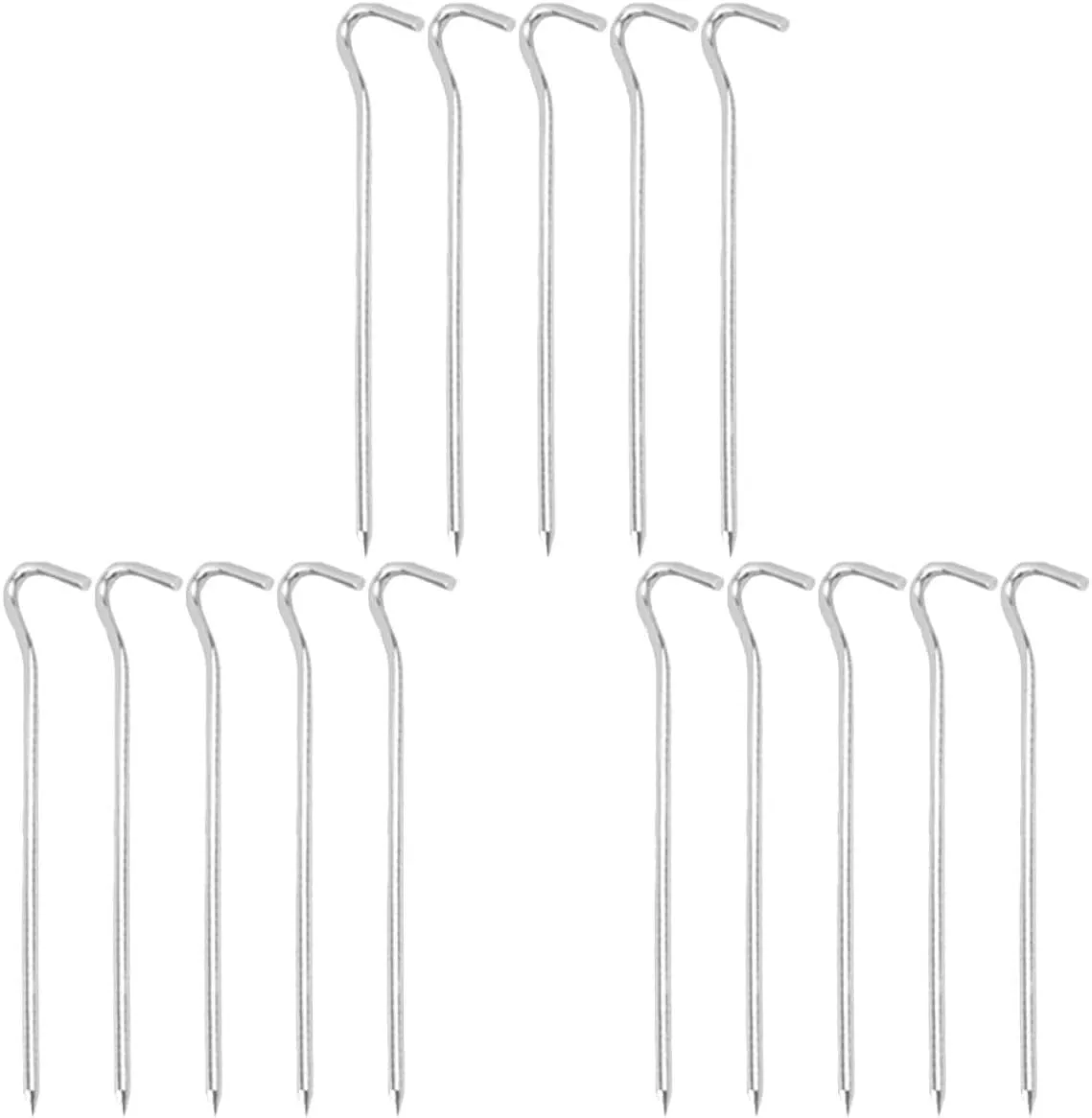 15pcs Aluminum Tent Pegs Heavy Duty Shape Ground Stakes for Camping Tarp Anchoring Landscaping and Outdoor Use and