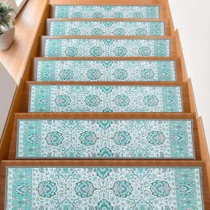 15Pcs Stair Treads for Wooden Steps Indoor with Self Adhesive, 8"x30" Non Slip Stair Treads Stair Carpet Runner, Resistant Indoor Runner for Kids、Elders and Pets, Blue