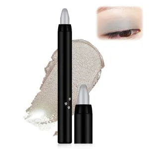 16 Color Highlighter Eyeshadow Pencil, 2025 New Eyeshadow Stick Set, Long-Lasting Glitter Eye shadow for Party, Cream Eye shadow Eyeliner Portable Eye Crayon for Women (Silver gray)