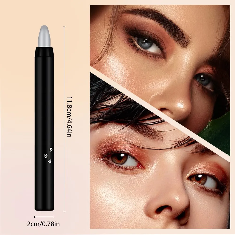 16 Color Highlighter Eyeshadow Pencil, 2025 New Eyeshadow Stick Set, Long-Lasting Glitter Eye shadow for Party, Cream Eye shadow Eyeliner Portable Eye Crayon for Women (Silver gray)
