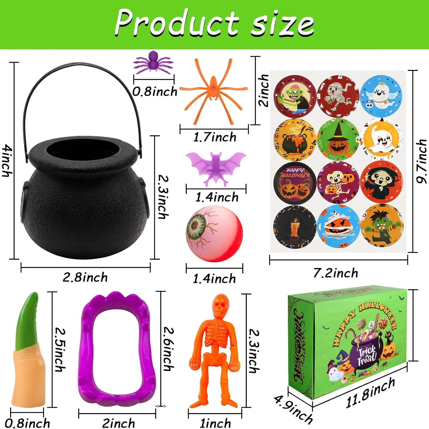 168 PCS Halloween Party Favors 24 Pack Prefilled Small Plastic Witch Cauldron Halloween Toys in Bulk Halloween Prizes Gifts Miniatures for Kids Trick or Treat