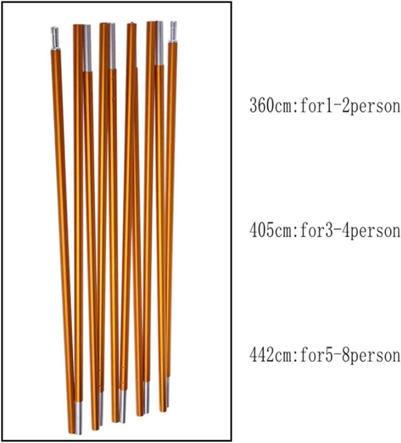 1Pc Outdoor Camping Equipment 8.5mm 3.6m 4.05m 4.42m High-Strength Aluminum Tent Pole Alloy Tent Rod Tent Accessories DaJiKan (Color : 405CM)