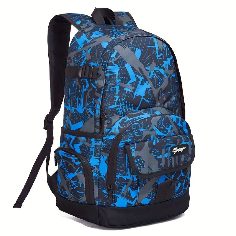 1pc Red Camouflage School Backpack - Ultra-Lightweight & Secure Laptop Compartment - Stylish College & Travel Bag for Trendsetters
