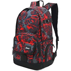 1pc Red Camouflage School Backpack - Ultra-Lightweight & Secure Laptop Compartment - Stylish College & Travel Bag for Trendsetters