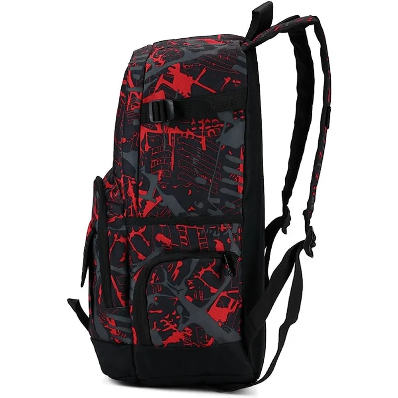 1pc Red Camouflage School Backpack - Ultra-Lightweight & Secure Laptop Compartment - Stylish College & Travel Bag for Trendsetters