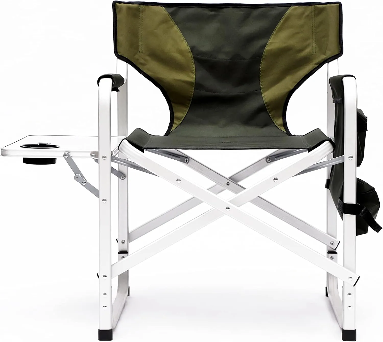 1pcs Padded Folding Outdoor Camping Chair with Side Table and Storage Pockets, Oversized Directors Chair 34.83" L*18.9" W*31.5" H Green