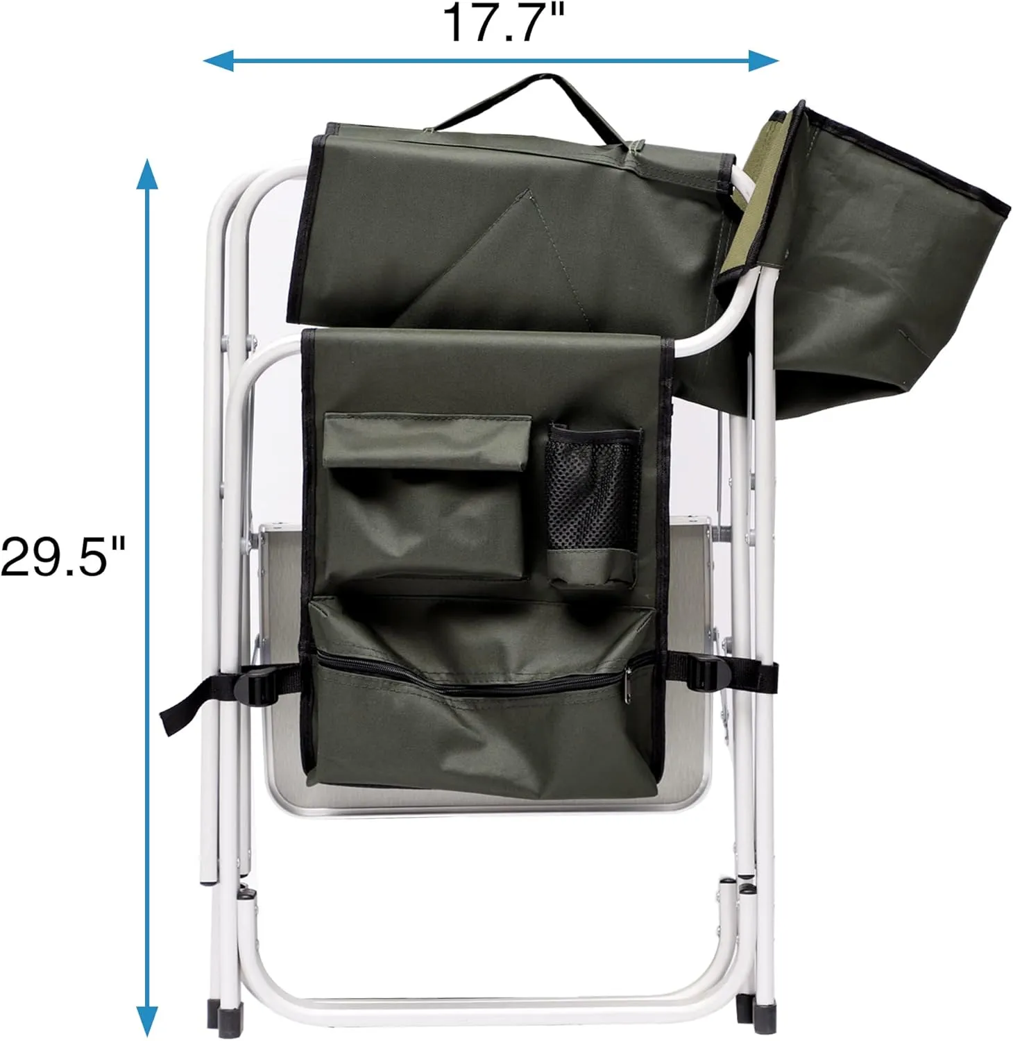 1pcs Padded Folding Outdoor Camping Chair with Side Table and Storage Pockets, Oversized Directors Chair 34.83" L*18.9" W*31.5" H Green