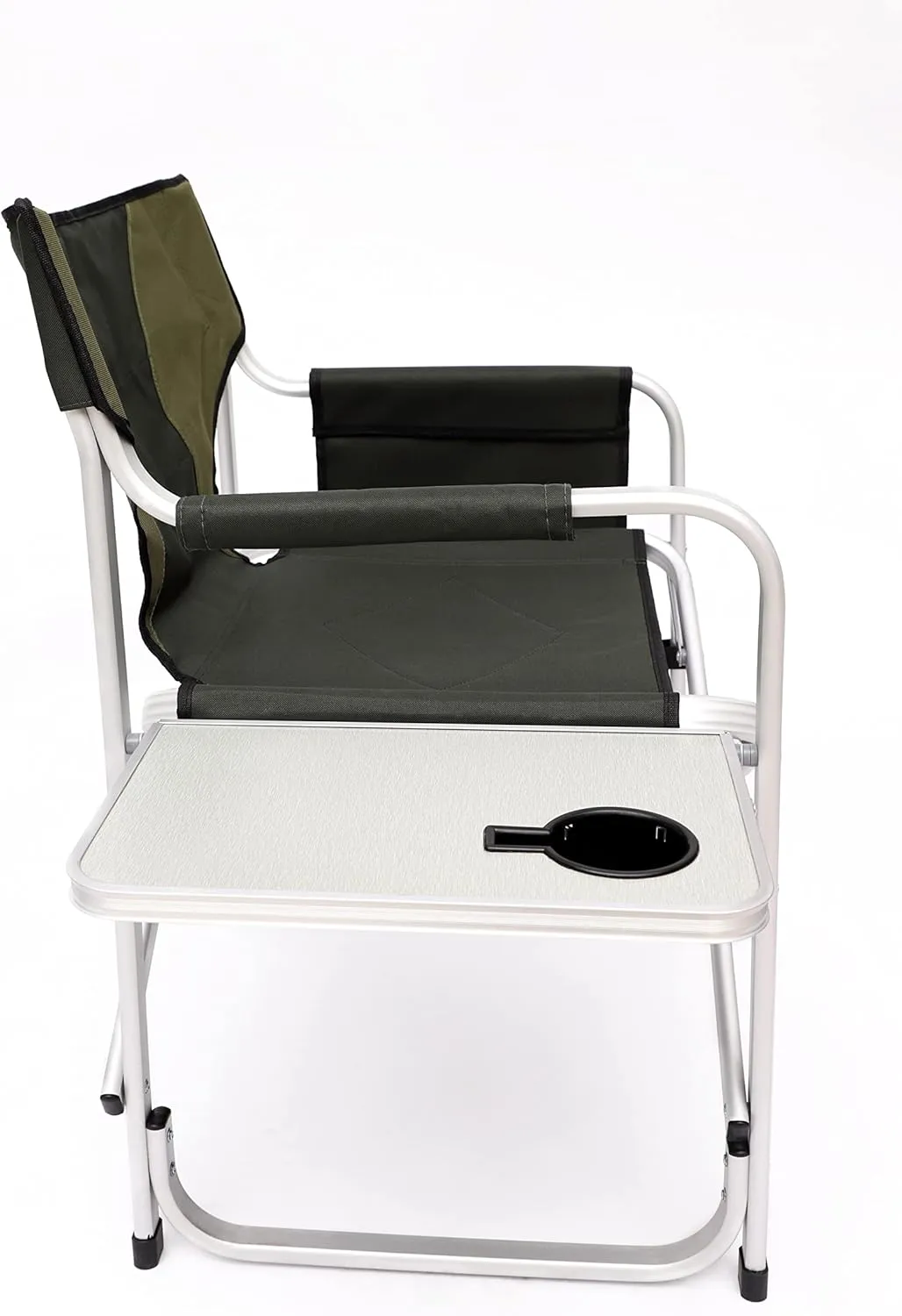 1pcs Padded Folding Outdoor Camping Chair with Side Table and Storage Pockets, Oversized Directors Chair 34.83" L*18.9" W*31.5" H Green