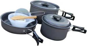 1set Folding Cookware for Camping and Outdoor Activities Portable Cookware Kit Non-Stick Includes Folding Pot and Pan for Backpacking BBQ and Picnics