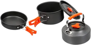 1Set Portable Outdoor Camping Cookware Cooking Pot and Kettle for Persons for Hiking Fishing and Barbecue Easy to Clean for Outdoor