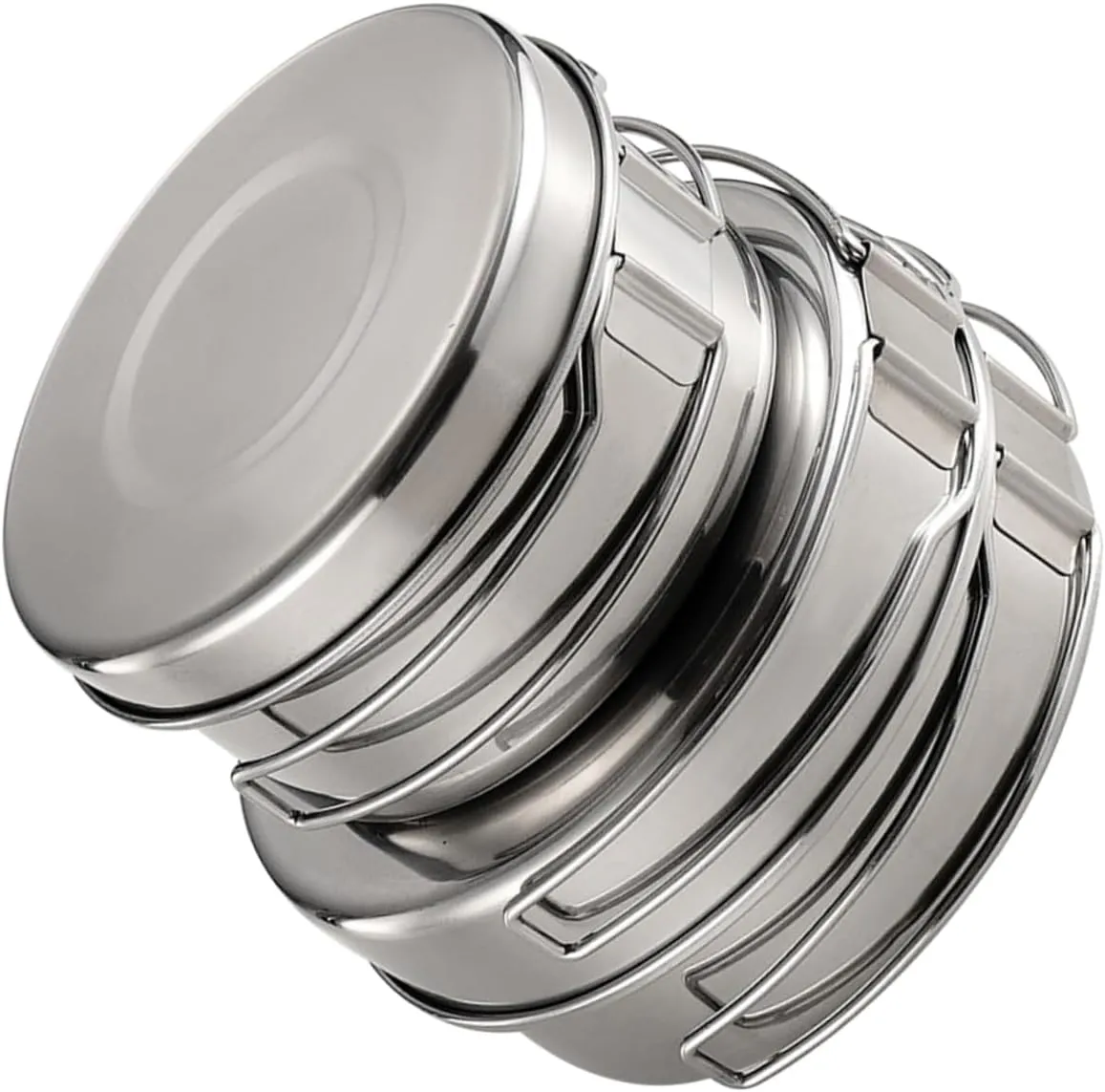 1Set Stainless Steel Outdoor Cooking Pot Pan Portable Picnic Cookware with Easy Clean Design for Camping and Hiking Lightweight and Compact