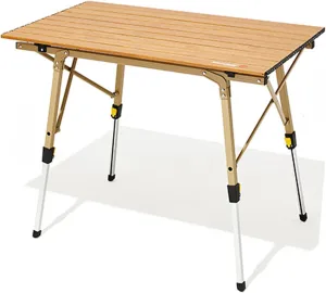 2-6 People Stretchable Camping Table, Roll-Up Lightweight Picnic Table with Aluminum Tabletop & Carrying Bag, Portable Outdoor Folding Table for Hiking, Backpacking & Fishing(White,Style 1)