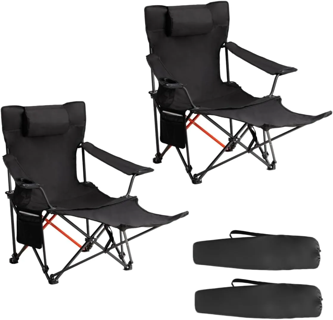 2 Pack Lightweight Folding Camping Chair for Adults,Portable Outdoor Picnic Beach Lawn Chairs,Foldable Camp Chairs,Lawn Camping Chair,with Carrying Bag,for Patio Pool Fishing Yard Garden (Black)