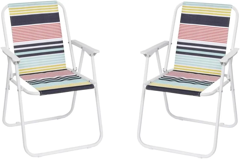 2 Pack Patio Folding Lawn Chairs for Adults,Outdoor/Indoor Portable Beach Chair,Folding Webbed Lawn Beach Chair,Foldable Camping Chairs,Supports 220 lbs,for Garden, Poolside, Travel (Colour)