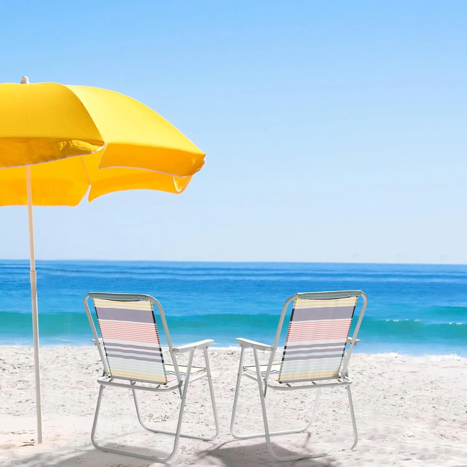 2 Pack Patio Folding Lawn Chairs for Adults,Outdoor/Indoor Portable Beach Chair,Folding Webbed Lawn Beach Chair,Foldable Camping Chairs,Supports 220 lbs,for Garden, Poolside, Travel (Colour)