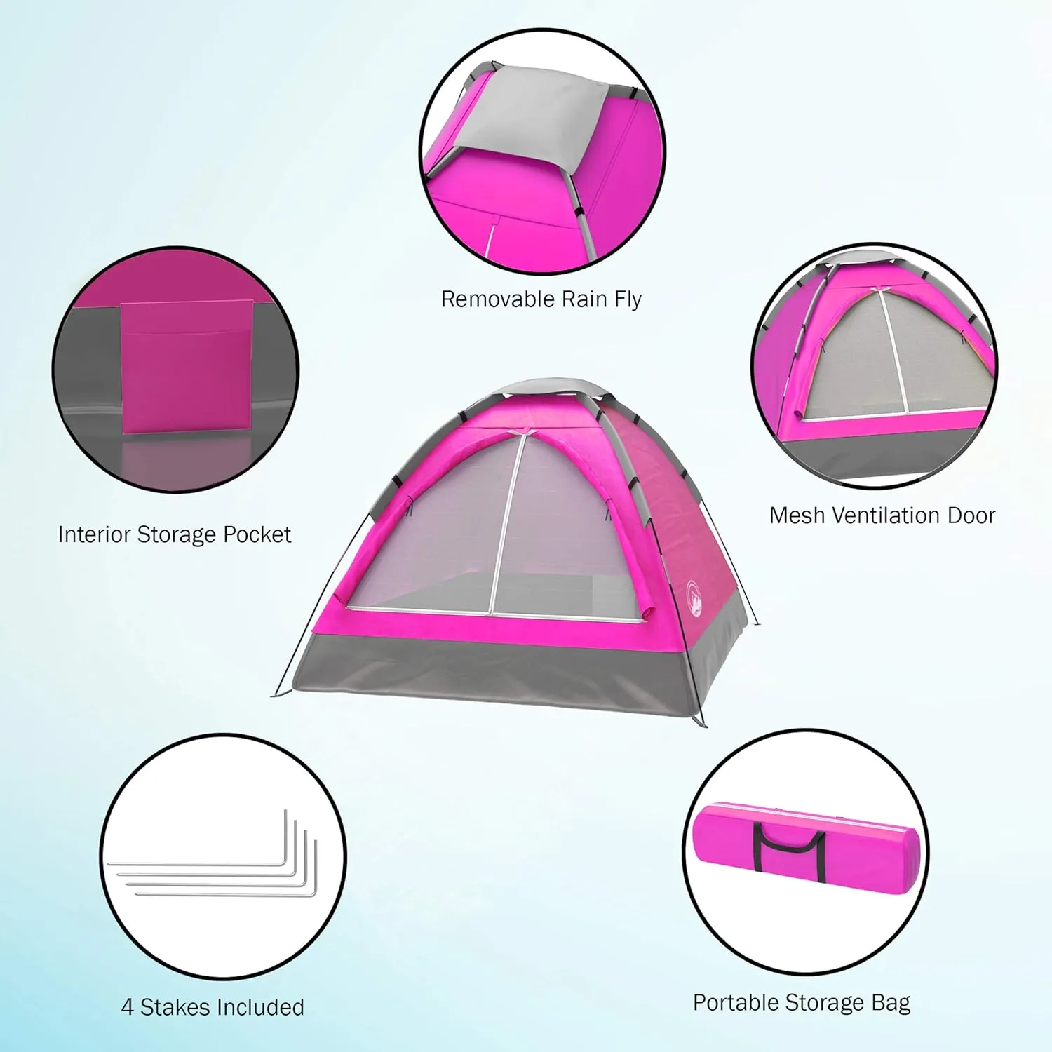 2 Person Camping Tent with Rain Fly and Carrying Bag