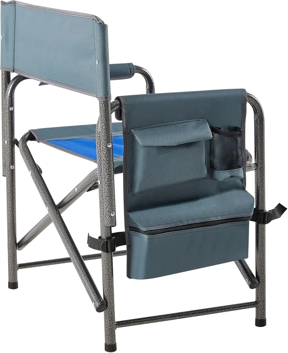 2-Piece Padded Folding Outdoor Chair with Side Table and Storage Pouch, Camping Lawn Picnic Beach & Fishing, Lightweight Folding Directors Chairs Outdoor (Blue Grey)