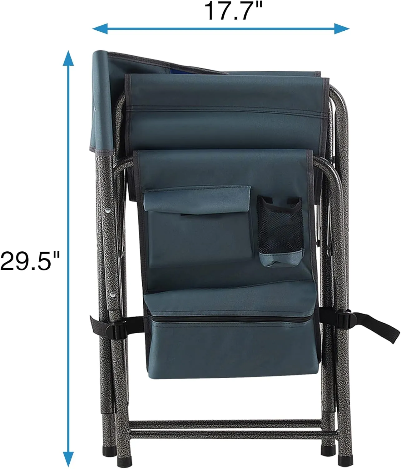 2-Piece Padded Folding Outdoor Chair with Side Table and Storage Pouch, Camping Lawn Picnic Beach & Fishing, Lightweight Folding Directors Chairs Outdoor (Blue Grey)
