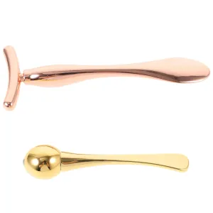 2 Sets Skin Care Tools T-shaped Stick Double-end Facial Mask Spoon Eye Roller for