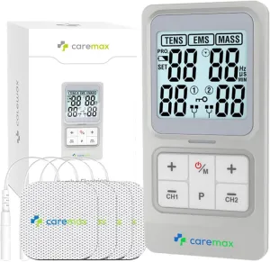 2.0 Classic TENS Unit Machine & EMS & Massage 120mA Output 3 in 1 Dual Channel Rechargeable Electronic Combo Pulse Unit Muscle Stimulator with Customisable Programs for Natural Pain Relief