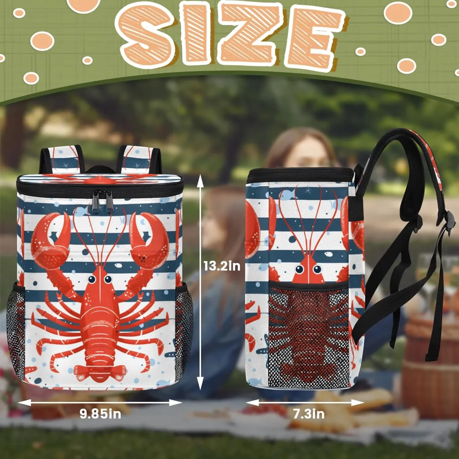20-Hour Insulated Backpack Cooler Beach Starfish Leakproof Cooler Bag Portable Cooler Backpack