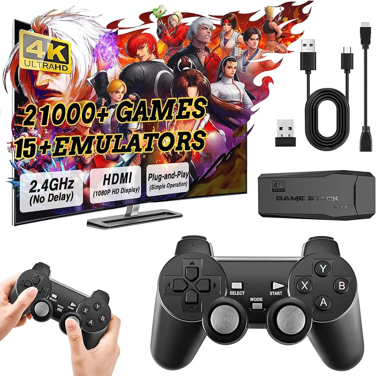 2025 Upgrade Retro Game Console Stick, Wireless Retro Gaming Console, 21700  Nostalgia Retro Video Games, Plug & Play TV Game Stick 4K HDMI, Gifts Birthday for Adults and Family (TOP )