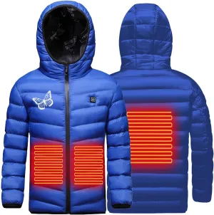2025 Upgraded Heated Jacket for Kids Boys Girls Hooded Heated Coats Independent Switches USB Charging Body Warmer